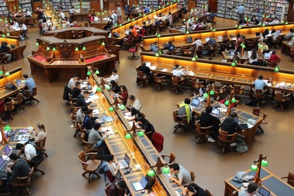 Students in a university library